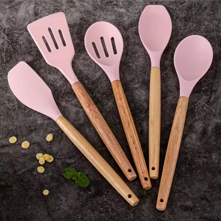 Juego De Utensilios De Cocina De Silicona 14 Piezas Con Soporte De Plástico Eco-amigable Y Duradero Para Cocina - 1