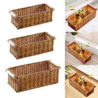 Cesta De Almacenamiento Imitación Rattan Perfume Para Organizar Rectangular Vintage Para Mesa De Café Bar Baño Cocina - details 2