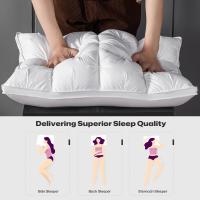 DECODEKO-Almohada de lujo con calidad de hotel 5 estrellas, soporte cervical para un sueño profundo. Almohada de alta densidad, mullida y resistente al hundimiento para todas las estaciones, con funda de satén blanco y relleno de poliéster 100%. - details 2