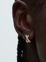 Pandora - Pendientes de aro con pavé cruzado - Baño de oro rosa de 14 k - details 0