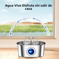 Fuente Automática De Agua Para Gatos Y Perros 108oz/3.2L Con Bomba Silenciosa Y Luz LED Acero Inoxidable Dispensador De Agua Para Mascotas - details 6