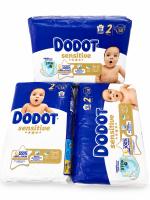 Dodot - Pañales Sensitive talla 2 para bebés de 4 a 8 kg, tejido suave y protección anti fugas, pack familiar de 174 pañales (3 × 58) - details 0