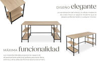 Tectake - Escritorio para ordenador Stoke 137 x 55 x 75 cm Escritorio de diseño recto y estilo industrial Tableros MDF estables con unas finas vetas efecto madera y protector de melamina Estructura de acero resistente con revestimiento en polvo - details 1