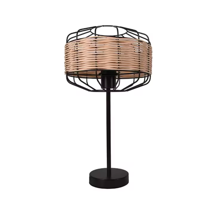 BEL AIR HOME Lámpara de Sobremesa Solange Lumit 60W Mimbre Natural/marrón Ø25x45,5 Cm - 1