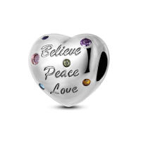 Beadas De Corazón Colorido En Plata Para Joyería De Pulsera Y Collar Con Encanto Para Chicos Y Chicas Accesorios De Moda Irregular - details 181