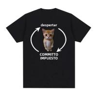 Camiseta Gráfica De Gato Divertido Para Hombres Y Mujeres Algodón 100% Manga Corta Estilo Casual Impresión Act Silly Meme - details 3