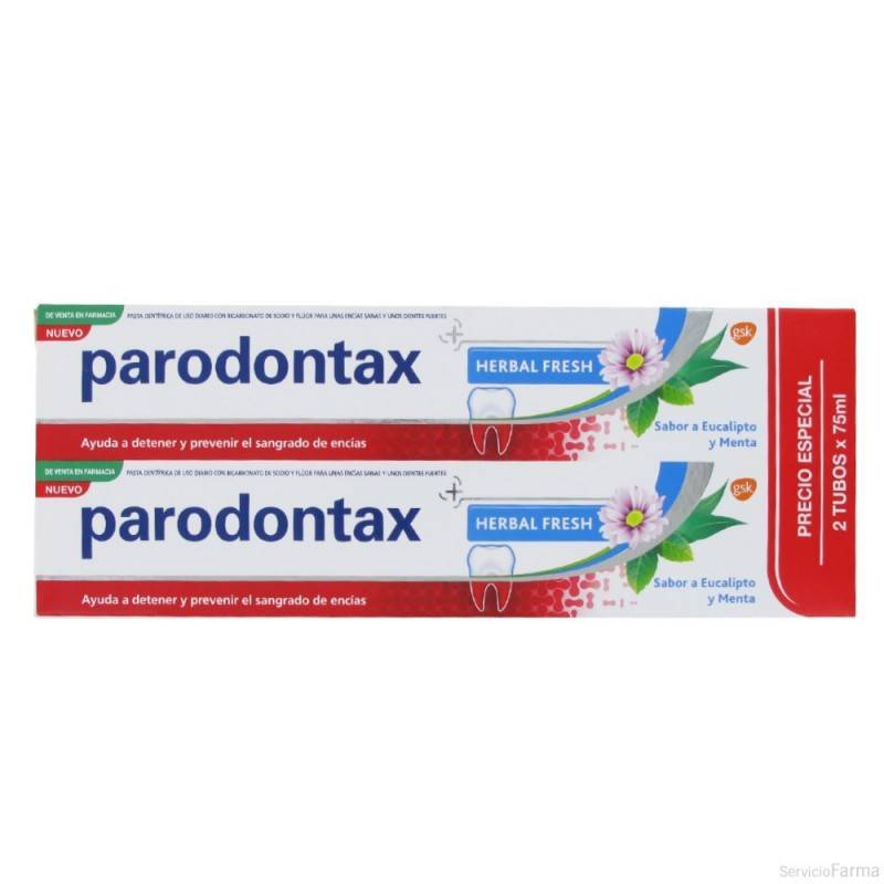Paradontax Parodontax Duplo Herbal Fresh 2x75ml - Elimina Bacterias - Protección de Encías