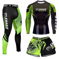 Conjunto De 3 Piezas De Lucha Bruta Jiu Jitsu MMA Camiseta + Pantalones Muay Thai Boxeo Shorts Deportivos Para Entrenamiento - details 16