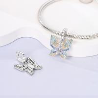 Encanto De Mariposa Plateado En Plata Con Circonia Bola Redonda Colgante Para Pulsera O Collar DIY Joyería De Moda Irregular - details 195