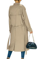 Abrigo De Trench Largo Para Mujer Con Doble Botón Y Cinturón Estilo Clásico Manga Larga Impermeable Con Bolsillos Cierre Único - details 1
