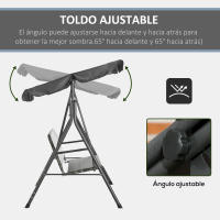 Outsunny Columpio de Jardín Exterior de 3 Plazas Balancín de Jardín Exterior con Toldo Ajustable Asiento de Ratán PE y Reposabrazos para Balcón Terraza Patio Carga 240 kg 167x112x153 cm - details 5