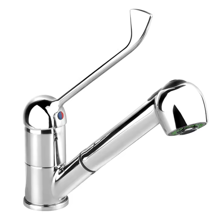 Grifo de Cocina extraíble spray ducha - Monomando Gerontológico palanca larga codo GOLDMAN SERVICE - 1