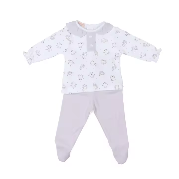 Conjunto algodón camiseta manga larga estampada y polaina lisa-28829-Tony Bambino - 1