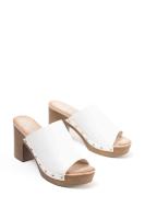 Paloma Wang sandalias mujer mules con tacón alto y plataforma efecto madera con tachas - details 5