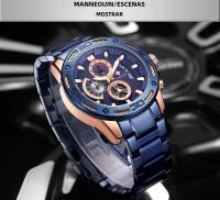 Reloj De Pulsera De Lujo Para Hombre WWOOR En Acero Inoxidable Y Oro Resistente Al Agua Con Cronógrafo Y Display Luminoso - details 14