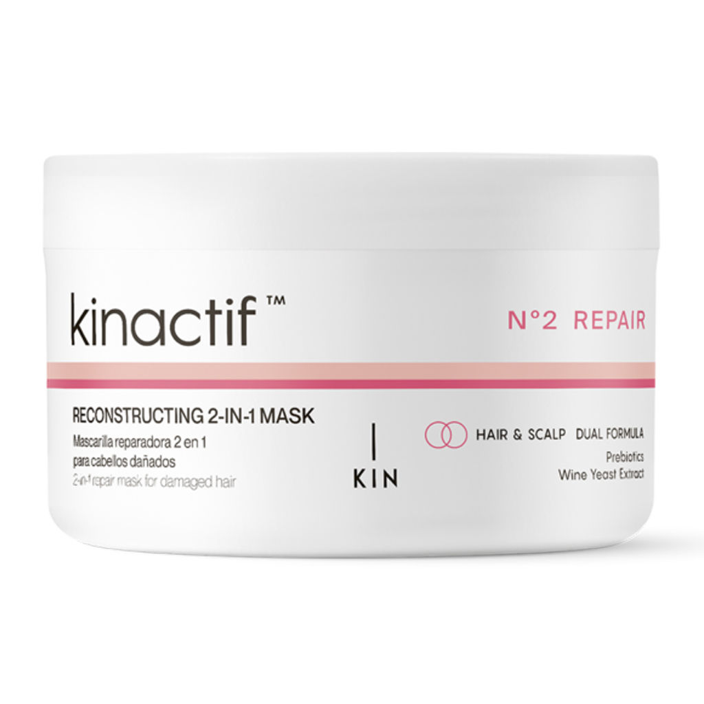 Kin Kinactif Nº2 Repair Reconstructing 2-IN-1 Mask 200 Ml. Mascarilla reparadora 2 en 1 para cabellos dañados.