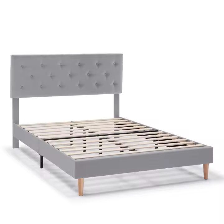 VS Venta-Stock Estructura de cama tapizada Rosi de 30 cm Gris Claro - 1