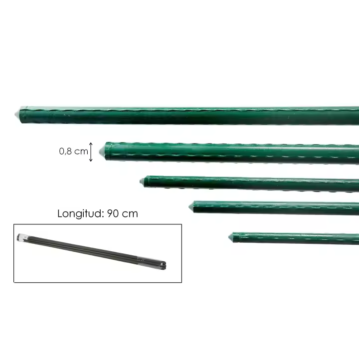 Pack 12-24 Tutores para Plantas de Acero Plastificado Verde Ø0.8-1.1 cm | Soporte para Tomates, Flores y Huerto | Varillas Jardín Varios Largos - Maxia Market - 1