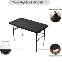 Mantel De Spandex Elástico 1 Pc 4/6/8ft Cubierta De Mesa Rectangular Lavable Y Resistente a Arrugas Para Patio Moderno - details 2