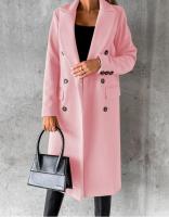 Nueva Chaqueta De Moda Para Mujer 2025 Otoño Invierno Cuello En V Largo Con Bolsillos Doble Botón Estilo Casual Largo (26+ Pulgadas) - details 18