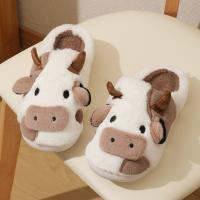 Nuevos Pantuflas De Peluche Cálidas Para El Invierno Con Dibujos De Vaca Neutra Para Parejas Antideslizantes Para El Hogar Para Hombres Y Mujeres Pantuflas De Algodón Con Plataforma - details 7