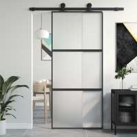 vidaXL Puerta Corredera Panel de Hogar Vidrio ESG Transparente y Aluminio Color Dorado, Dorado y mate, Blanco y transparente y mas - details 3