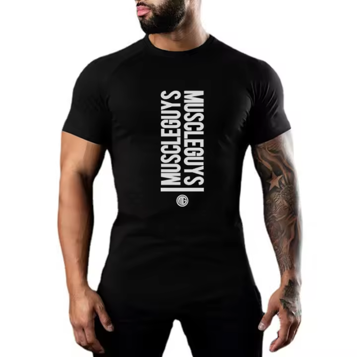 Summer Loose Graphic T Shirts Fitness Running Men's Cotton Short Sleeve - 1