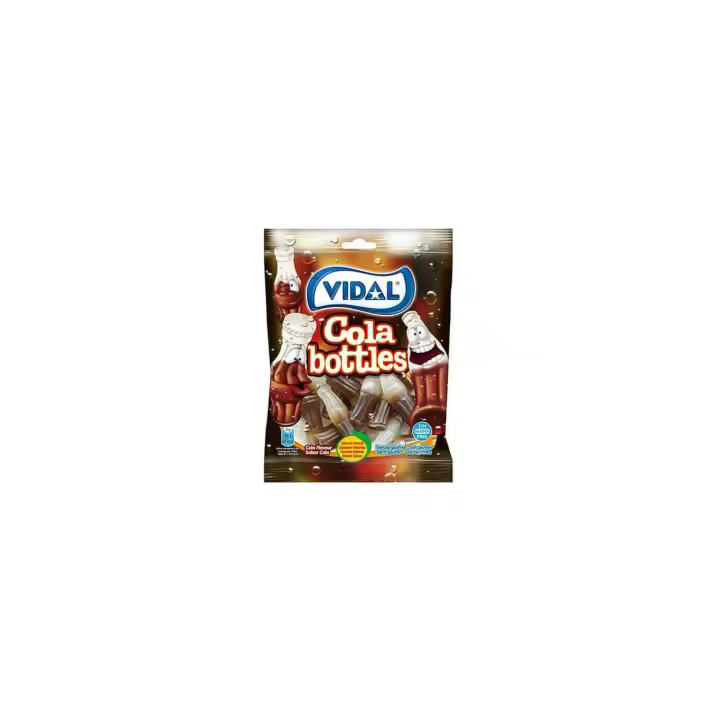 Vidal Botellas Cola - 14 bolsas de 90g - Gominolas, chucherías sin gluten y sin grasa - 1