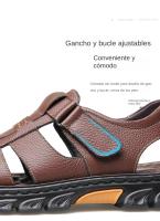 Sandalias Para Hombre Nuevas De Playa Zapatillas De Cuero No Esmerilado Antideslizantes Y Resistentes Al Desgaste Para Verano - details 15