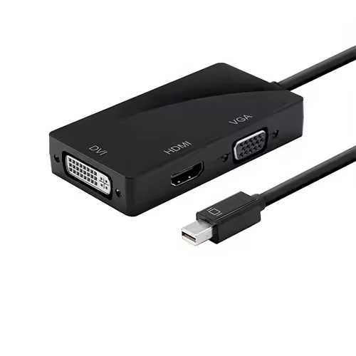 Adaptador 3-en-1 Mini DisplayPort a HDMI VGA DVI Cable 4K 1080P Thunderbolt Para Macs Portátil PC Convertidor De Video - 1