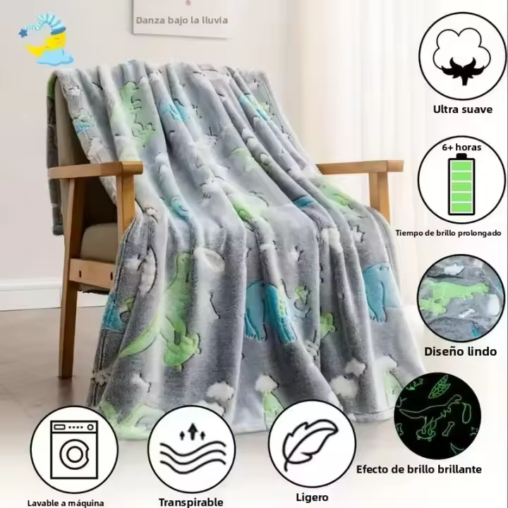 Manta De Terciopelo Para Noche Unicornio Dinosaurio Halloween Fútbol Cálida Suave Suave Anti-pelusa Para Niños - 1