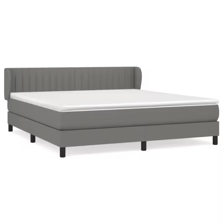 vidaXL Cama box spring con colchón tela gris oscuro 180x200 cm - 1