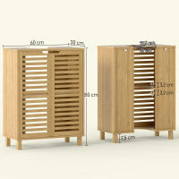 HOMCOM Mueble Bajo Lavabo, Mueble de Baño con 2 Puertas de Lamas de Bambú, Estante Ajustable, para Lavabos con o sin Pedestal, 60x30x80 cm, Natural - details 2