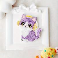 Parches Bordados De Gatos Cartoon Divertidos Con Auriculares 4 Unidades Decoración De Ropa Aplicaciones De Bordado Tamaño 6x4.5cm - details 5