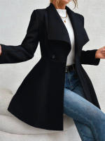 Abrigo De Lana Vintage De Corte Slim Para Mujer Estilo Coreano Doble Filo Otoño Invierno Abrigo Casual De Elegancia Completo - details 16