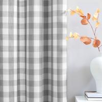 Cortinas de tela semitransparente con cuadros de búfalo en color blanco roto, cortinas con textura a cuadros, cortinas con ojales de estilo rústico para sala de estar, dormitorio, habitación de niños, 2 piezas - details 1