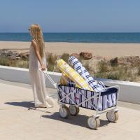 Flamingueo Carro Playa Plegable con Ruedas Giro 360º y Frenos Incorporados Bolsa Para Protección Doble Posavasos Poliéster 83 x 50 x 93 cm - details 0