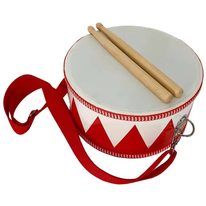 ROCKSTAR MUSIC - Tambor Infantil de Madera para Niños TGE Correa y Baquetas, Instrumento Musical, Rojo y Blanco - 1