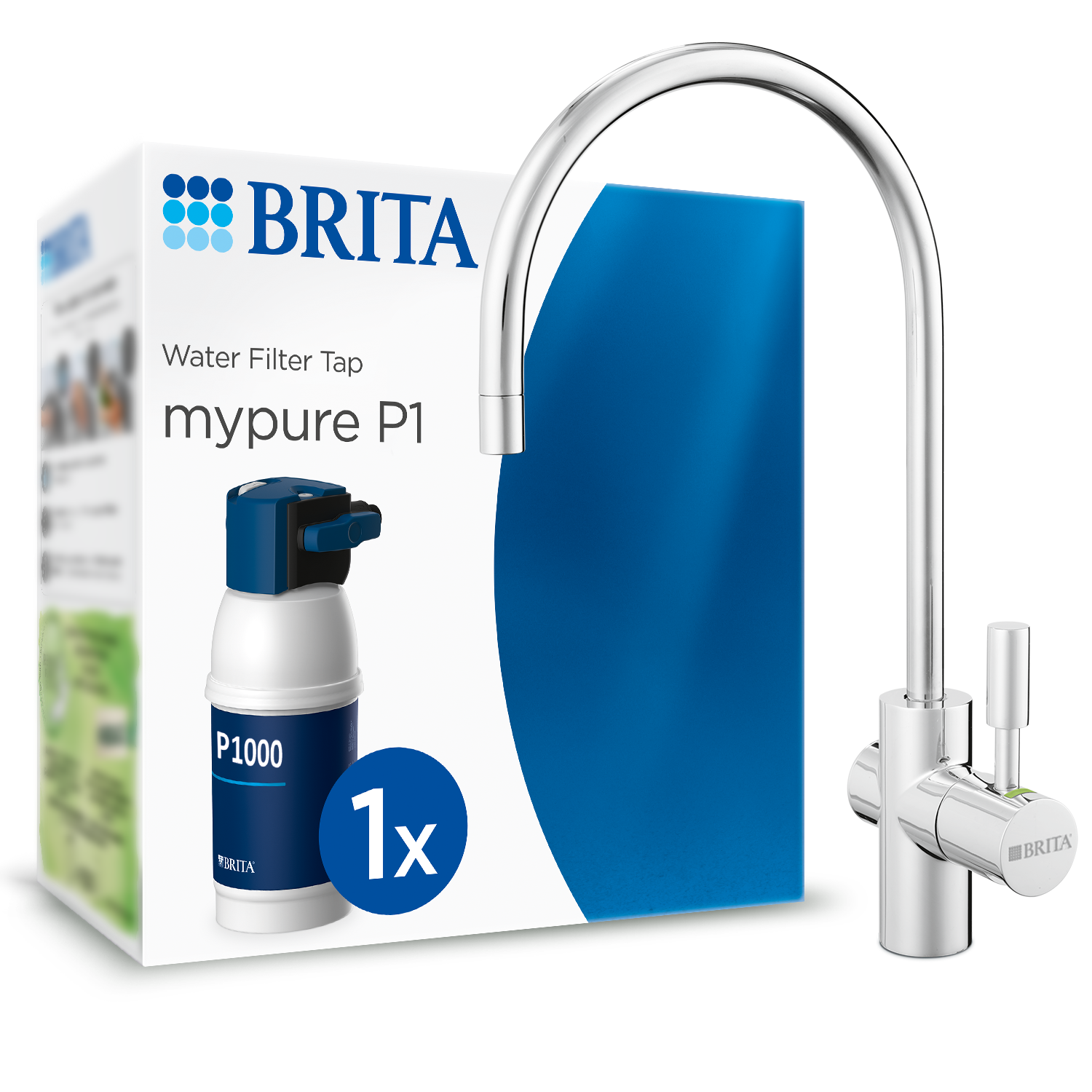 BRITA Sistema de Filtración mypure P1 | Grifo con Filtro de Agua Incluye 1 Cartucho P1000 | Filtra hasta 1.200L | Reduce cal, cloro y metales | Mejora el sabor del agua | Instalación bajo fregadero | Sin BPA | Diseño elegante y funcional