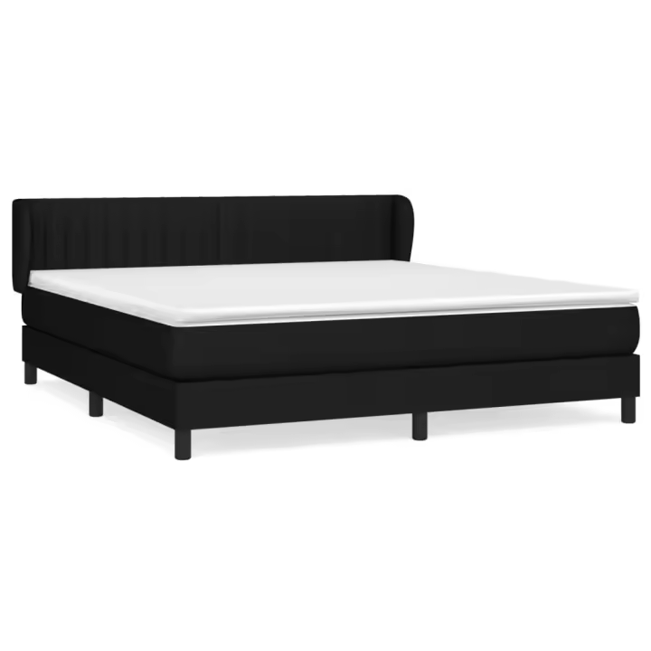 vidaXL Cama box spring con colchón tela negro 160x200 cm - 1