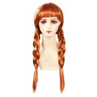 Pelucas De Cosplay Anna Princesa Tejida Longa Marrón Rizado Resistente Al Calor Peluca Sintética Para Anime Elsa Disfraz Fiesta De Halloween Para Niñas - details 3