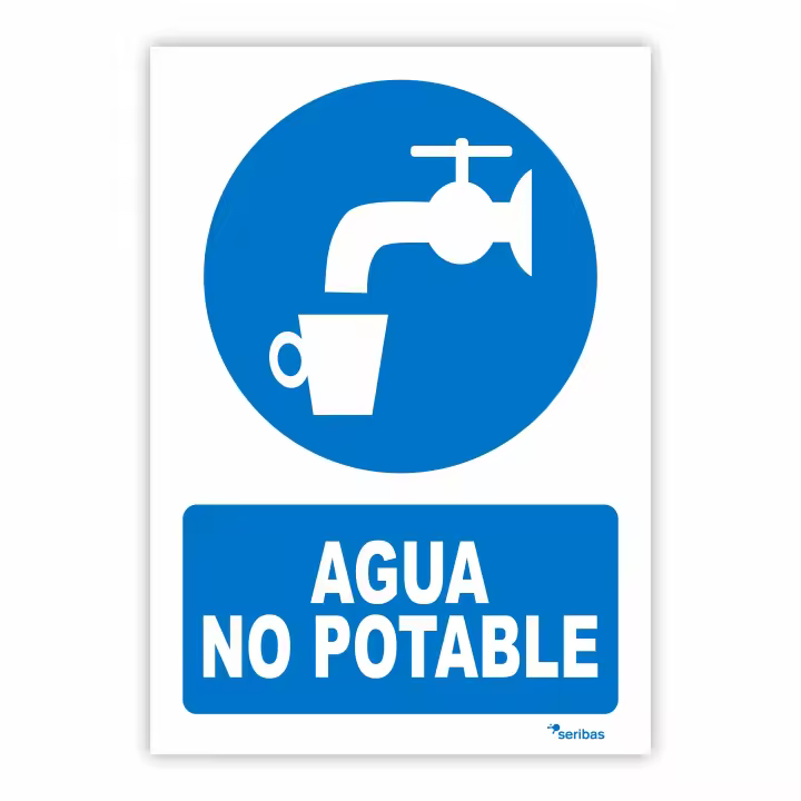 Señal AGUA NO POTABLE, Señal de PVC 700 micras, 21 x 29,7 cm - 1