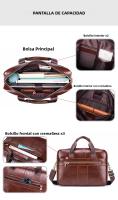 Bolso De Negocios Para Hombre SCHLATUM De Cuero Genuino Gran Capacidad Con Portátil Bolsa De Mano Para Oficina Y Viajes - details 6