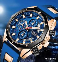 Reloj Deportivo De Lujo Para Hombre LIGE 2025 Reloj De Cuarzo Impermeable Con Cronógrafo Y Fecha Correa De Silicona Moda Casual - details 1