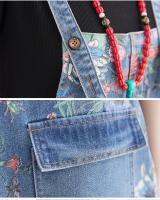 Traje De Mujer Estilo Callejero Floral Impresión Denim Con Tirantes Dungarees Rompers Cargo Pantalones Anchos De Pierna Pantalones De Sobrero - details 8