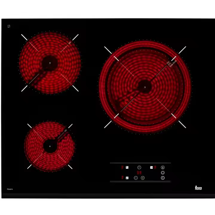 VITROCERAMICA MARCA TEKA MODELO TB6315 3 ZONAS, FOCO DOBLE 21/27 CM. CRISTAL SIN MARCO - 1