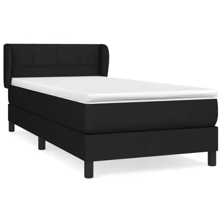 vidaXL Cama box spring con colchón tela negro 80x200 cm - 1