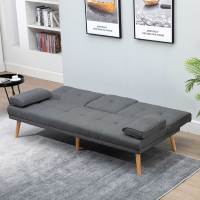 HOMCOM Sofá Cama 3 Plazas Sofá Cama Plegable con Respaldo Ajustable de 3 Niveles Reposabrazos Desmontable y 2 Soportes para Vasos 181x77x78 cm - details 1