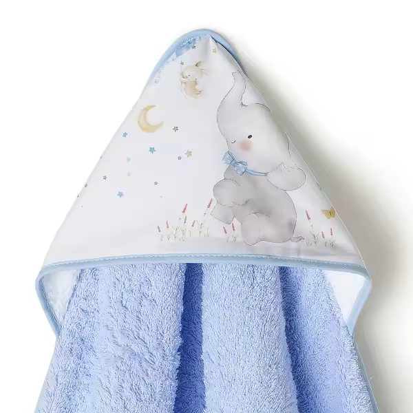 Interbaby capa de baño + babero rizo de 1 metro x1 metro modelo ELEFANTE - 1