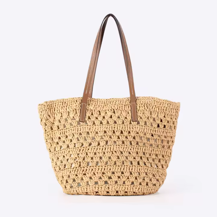 MOV Elegante bolso tejido calado hecho a mano para mujer, perfecto para vacaciones en la playa, uso diario informal y para ir al trabajo. - 1